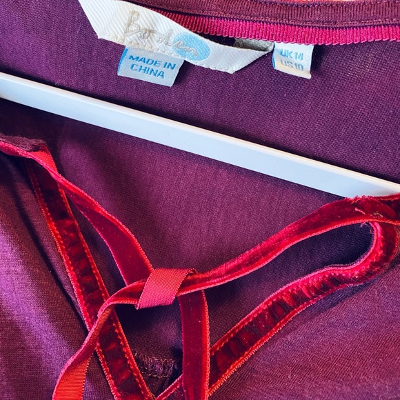EUC Boden Purple Top with Red Velvet Trim - Picture 2 of 3